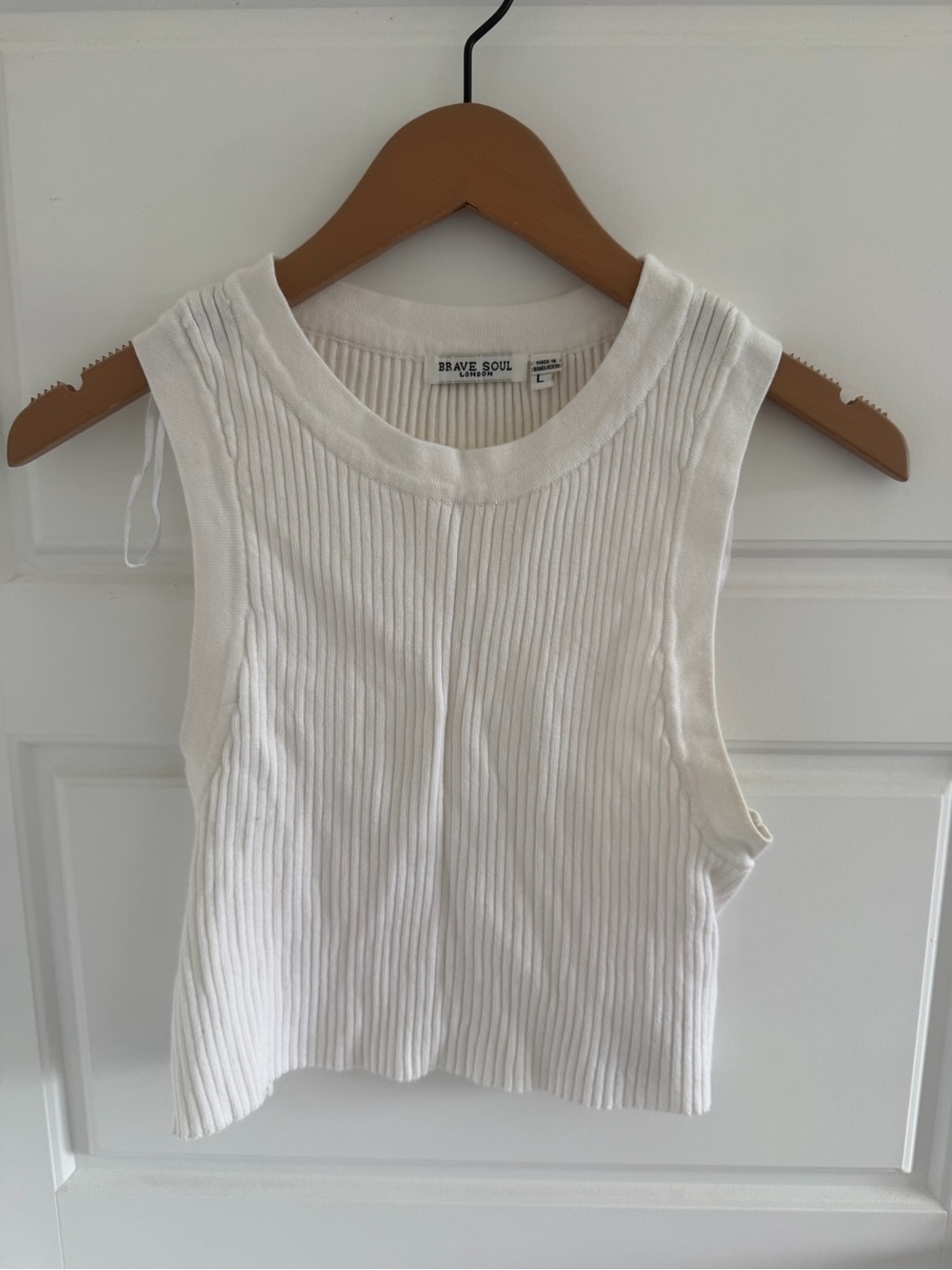NWOT Brave Soul Cream Ribbed Sleeveless Crop Tank L